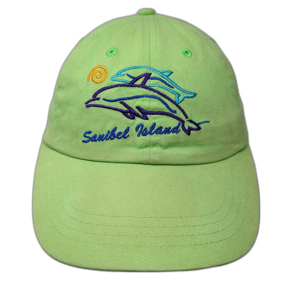 Distinctive Headwear Green Baseball Cap OSFM Sanibel Island Dolphin Hat Florida